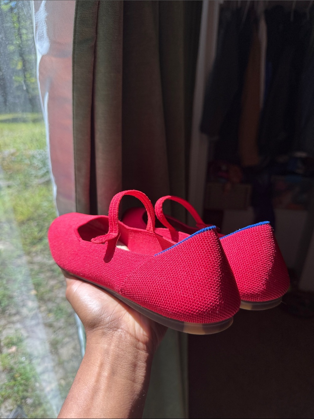 Rothy's Red Knit Mary Jane Flats with Strap